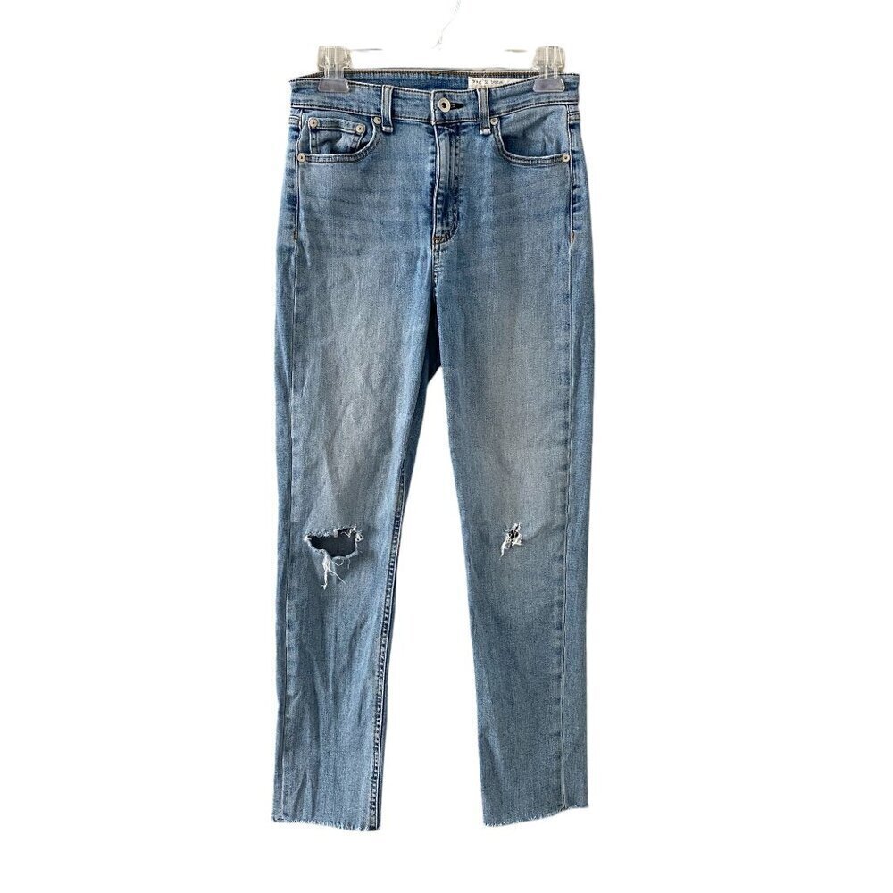 Rag & Bone Nina High-Rise Ankle Cigarette Skinny Distressed Starway - Size 26 - Picture 4 of 11